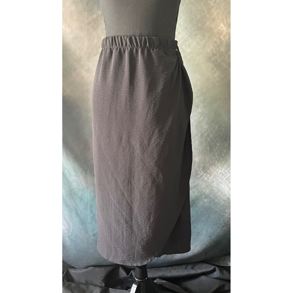 Sfera Black Wrap Skirt Elastic Waist Knee Length Classic Casual Size Large‎
